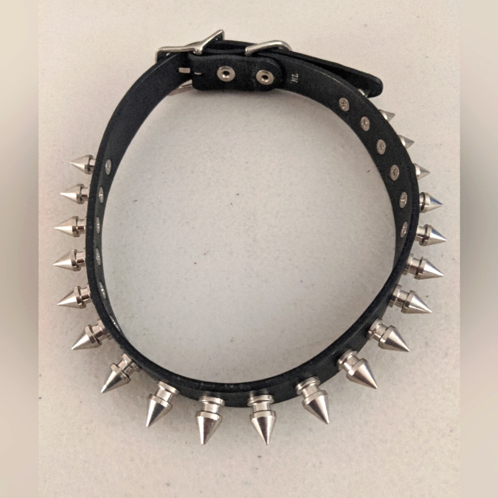 Rare Vintage 90s Hot Topic Leather Spiked Chocker Mall Goth Metal Costume